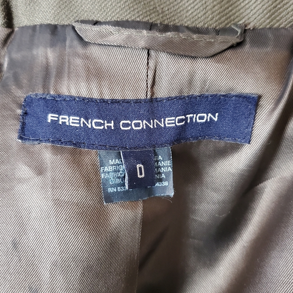 French Connection Green Structured Wool Blend Peacoat Size 0 - Picture 4 of 6